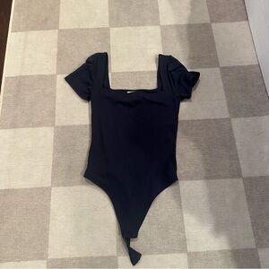 Aritzia Babaton Navy Square Neck Bodysuit
